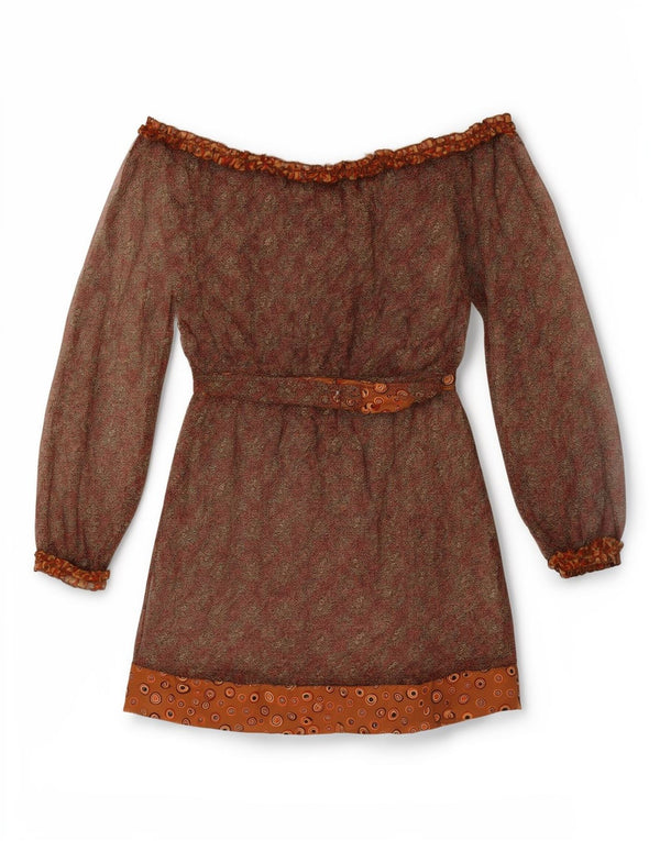 Liu Jo Γυναικείο Φόρεμα με Off Shoulder UK 14 Medium Brown Bohemian
