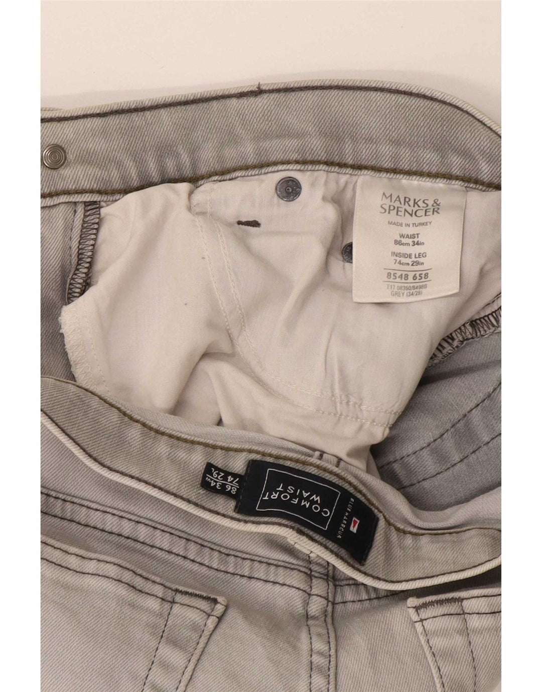 Marks & Spencer Ανδρικό Τζιν Μπλε Harbor Straight W34 L29 Γκρι βαμβακερό