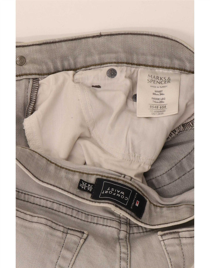 Marks & Spencer Ανδρικό Τζιν Μπλε Harbor Straight W34 L29 Γκρι βαμβακερό