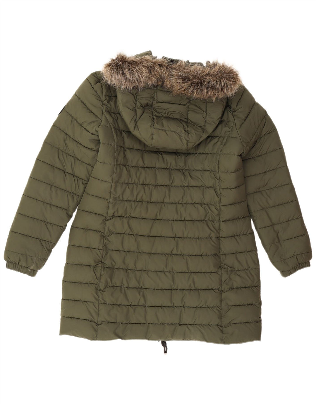 Superdry Γυναικείο παλτό με κουκούλα UK 14 Large Khaki Polyester