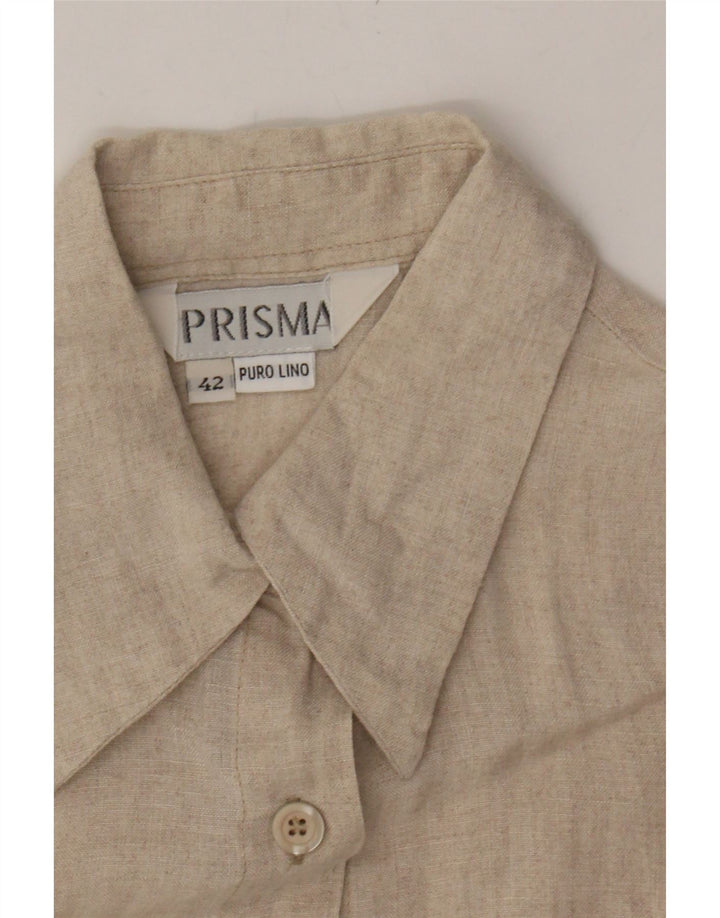 PRISMA Womens Sleeveless Shirt Blouse IT 42 Medium Beige Linen Vintage Prisma and Second-Hand Prisma from Messina Hembry 