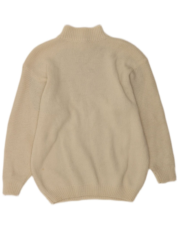 Vintage γυναικείο πουλόβερ με λαιμό με κουμπιά UK 16 Large Off White