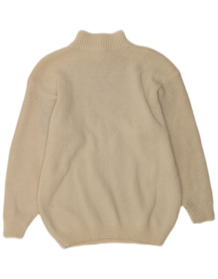Vintage γυναικείο πουλόβερ με λαιμό με κουμπιά UK 16 Large Off White