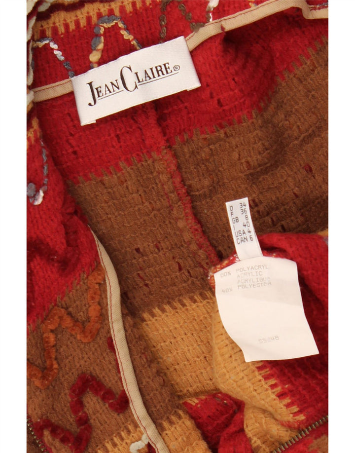 JEAN CLAIRE Γυναικείο πουλόβερ ζακέτα UK 8 Μικρό κόκκινο ριγέ ακρυλικό