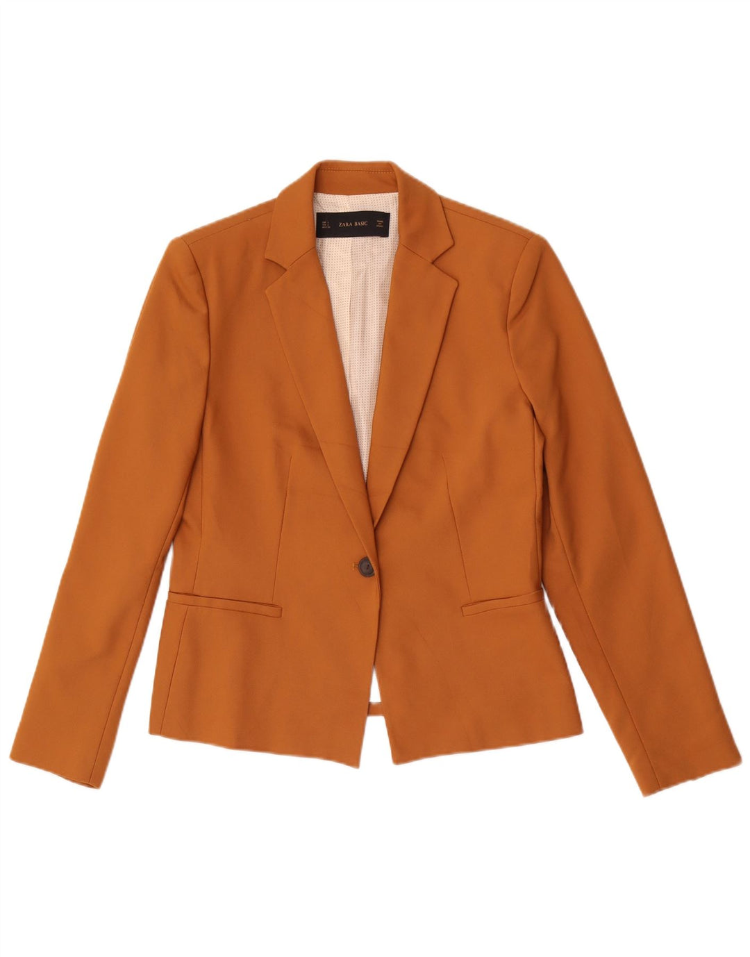 Zara Γυναικείο Μπουφάν 1 Κουμπί Blazer UK 14 Μεγάλο Μπεζ Πολυεστέρας