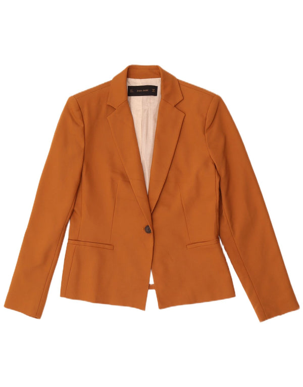 Zara Γυναικείο Μπουφάν 1 Κουμπί Blazer UK 14 Μεγάλο Μπεζ Πολυεστέρας