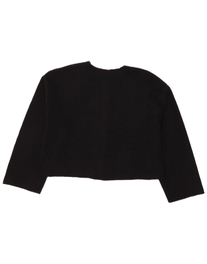 Zara Γυναικεία ζακέτα Crop UK 12 Medium Black Polyester