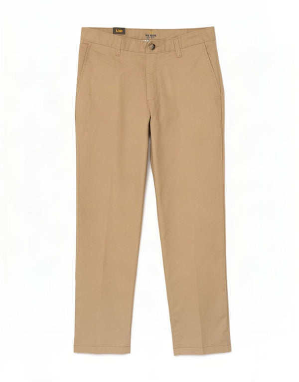 Lee Mens Straight Chino Trousers W29 L30 Beige Polyester