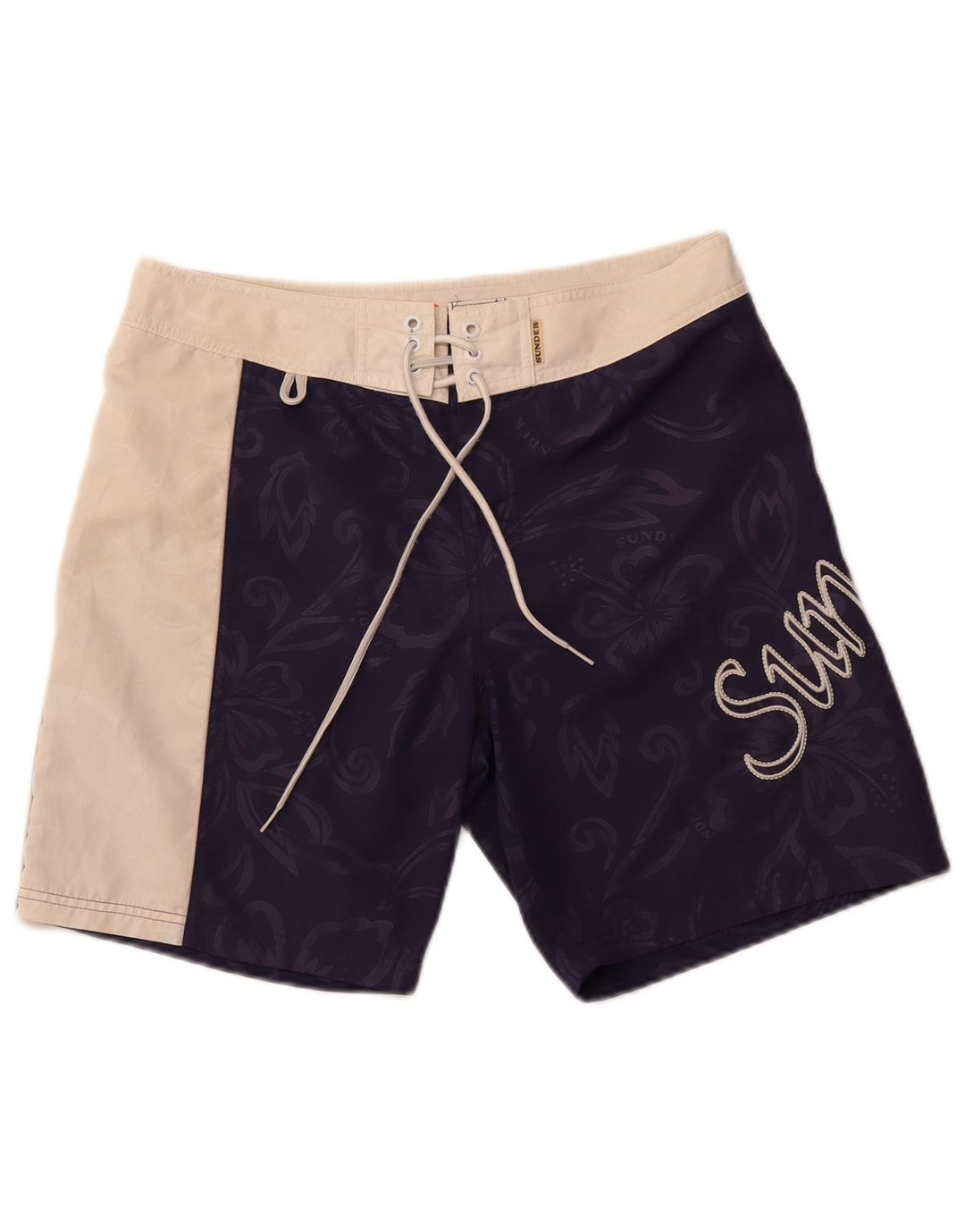 Ανδρικό γραφικό σορτς κολύμβησης SUNDEK Medium Navy Blue Floral Polyester