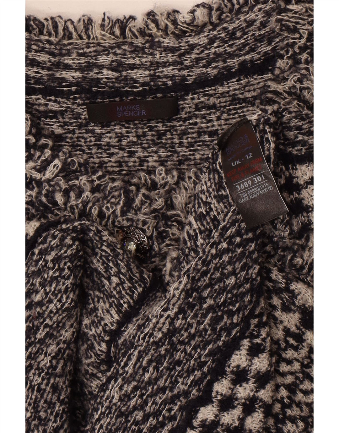 Marks & Spencer Γυναικεία ζακέτα UK 12 Medium Navy Blue Houndstooth