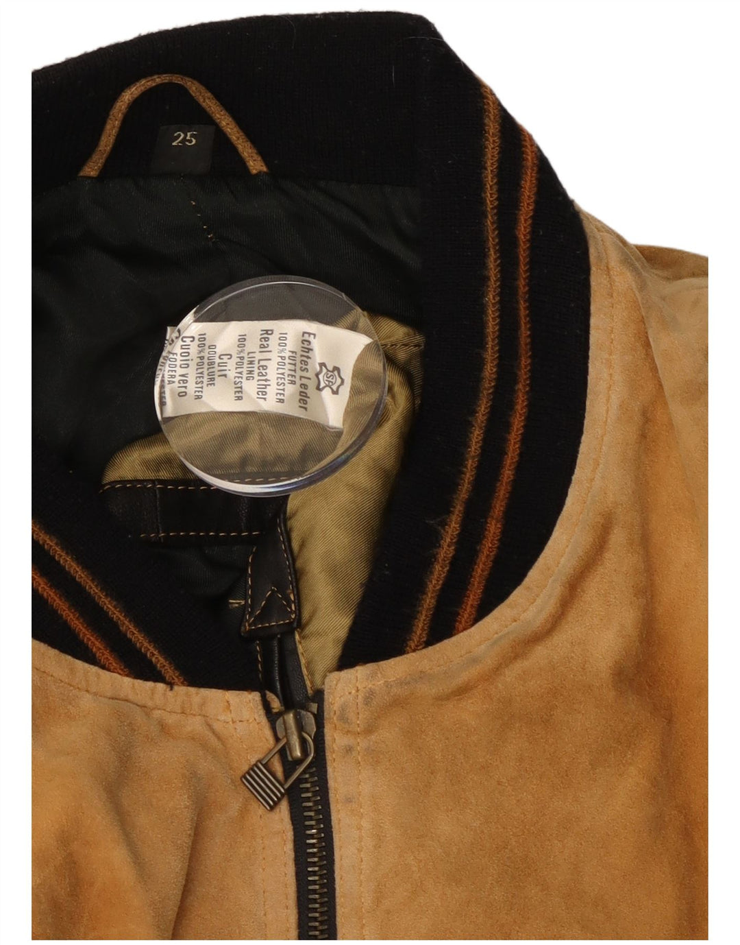 Vintage Ανδρικό Suede Bomber Jacket UK 42 XL Beige Leather