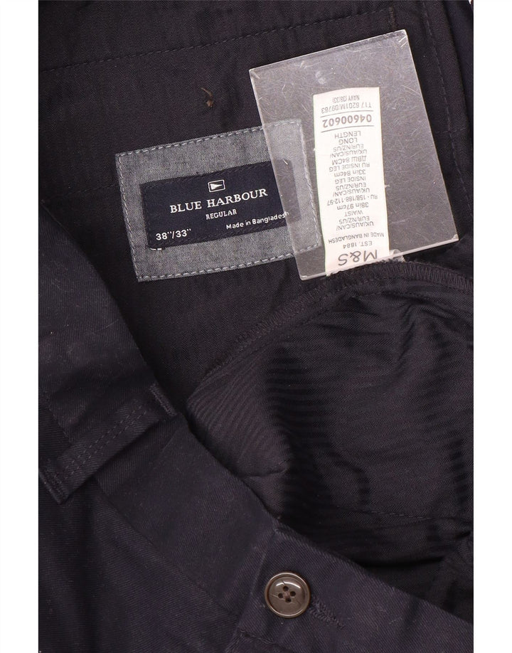 Marks & Spencer Mens Blue Harbour κανονικό παντελόνι Chino W38 L33 Navy Blue