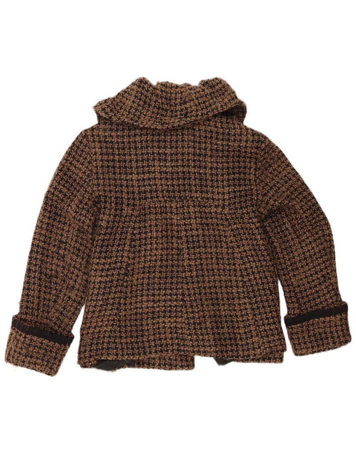 Zara Γυναικείο μπουφάν blazer UK 16 μεγάλο καφέ μαλλί Houndstooth