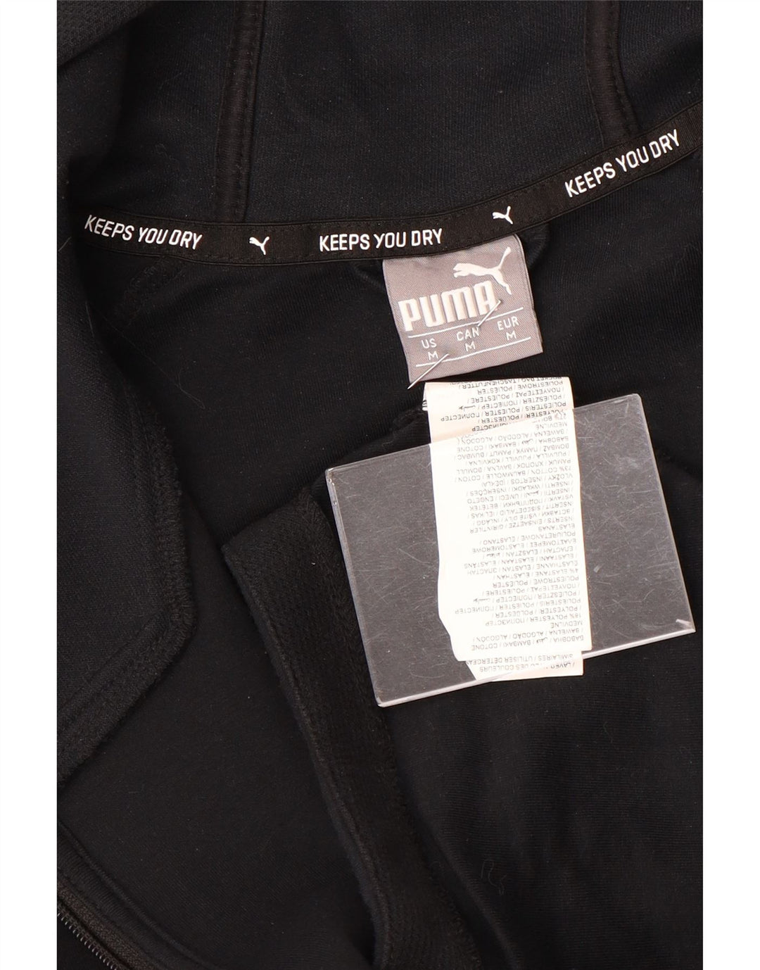 Γυναικείο πουλόβερ με κουκούλα με φερμουάρ PUMA UK 14 μέτριο βαμβακερό μαύρο