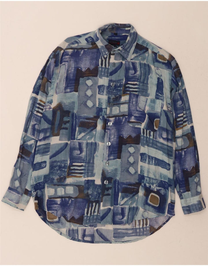 NICK TAYLOR Mens Shirt Medium Blue Geometric Viscose Vintage Nick Taylor and Second-Hand Nick Taylor from Messina Hembry 