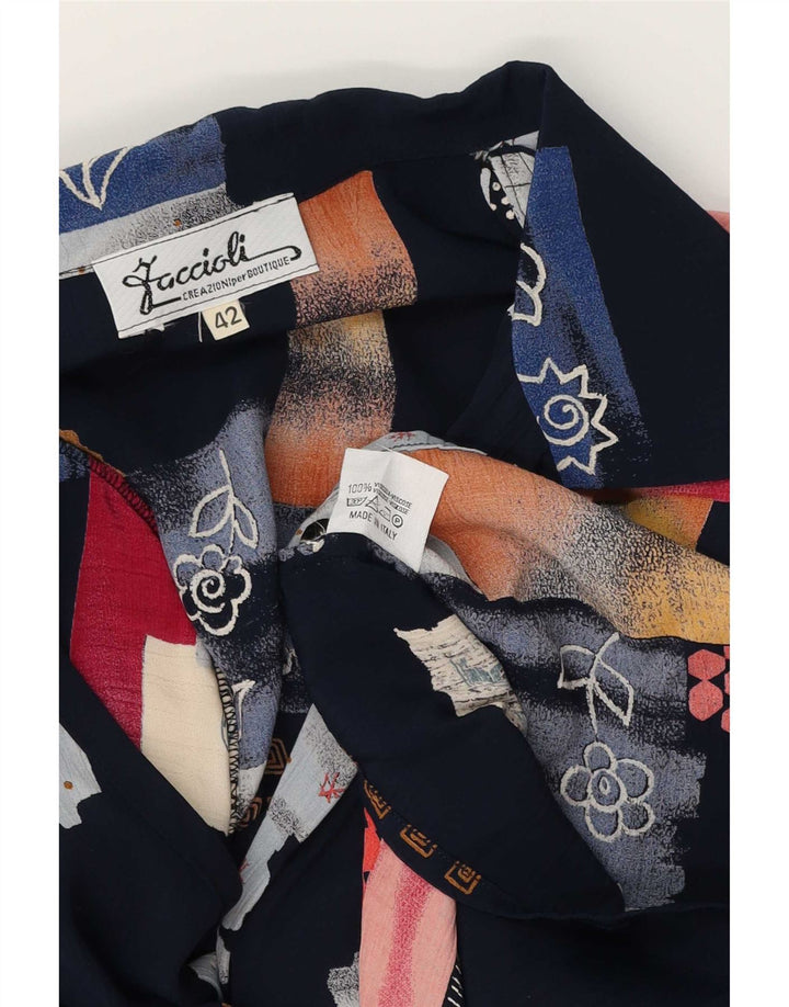 Vintage Γυναικείο πουκάμισο Loose Fit Μπλούζα IT 42 Medium Navy Blue Patchwork