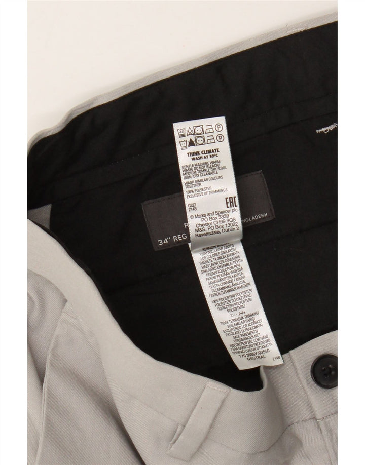 Marks & Spencer Ανδρικό παντελόνι Chino με κανονική εφαρμογή W34 L31 Grey Polyester