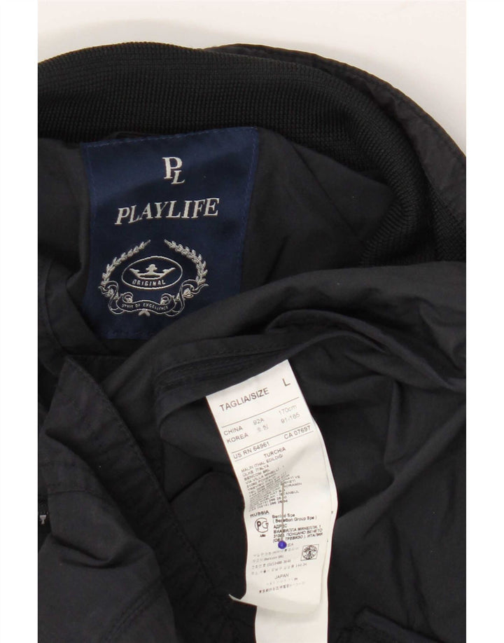 Playlife Γυναικείο Bomber Jacket UK 16 Large Navy Blue Cotton