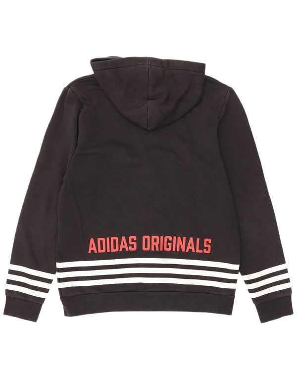 Ανδρικό πουλόβερ με κουκούλα με φερμουάρ Adidas, μεσαίο μαύρο βαμβακερό αθλητικό
