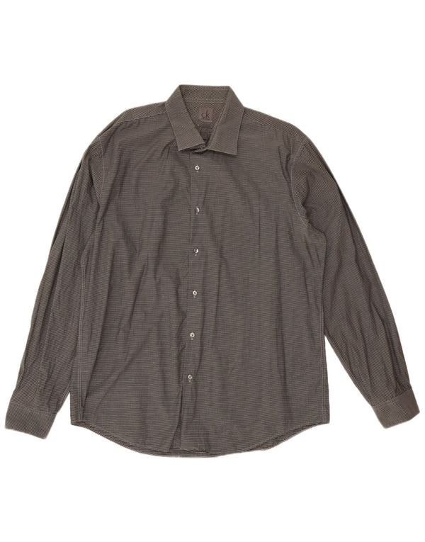Calvin Klein Ανδρικό πουκάμισο Slim Fit Size 44 17 1/2 XL Grey Gingham Cotton