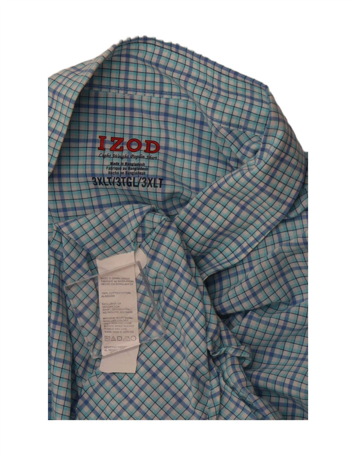 Izod Ανδρικό ψηλό κοντομάνικο πουκάμισο 3XL Blue Check Cotton