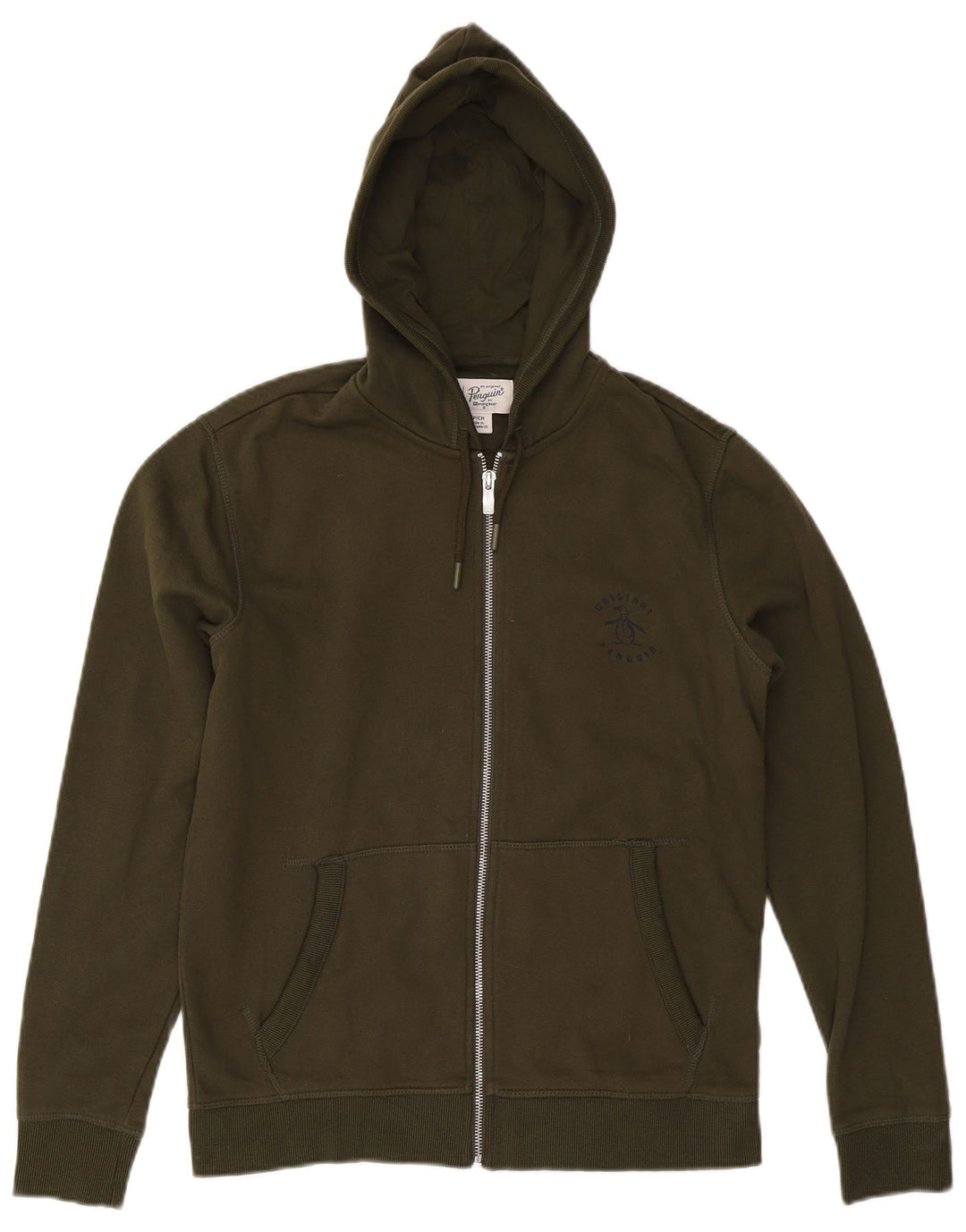 Ανδρικό πουλόβερ με κουκούλα με φερμουάρ PENGUIN Μικρό χακί βαμβακερό