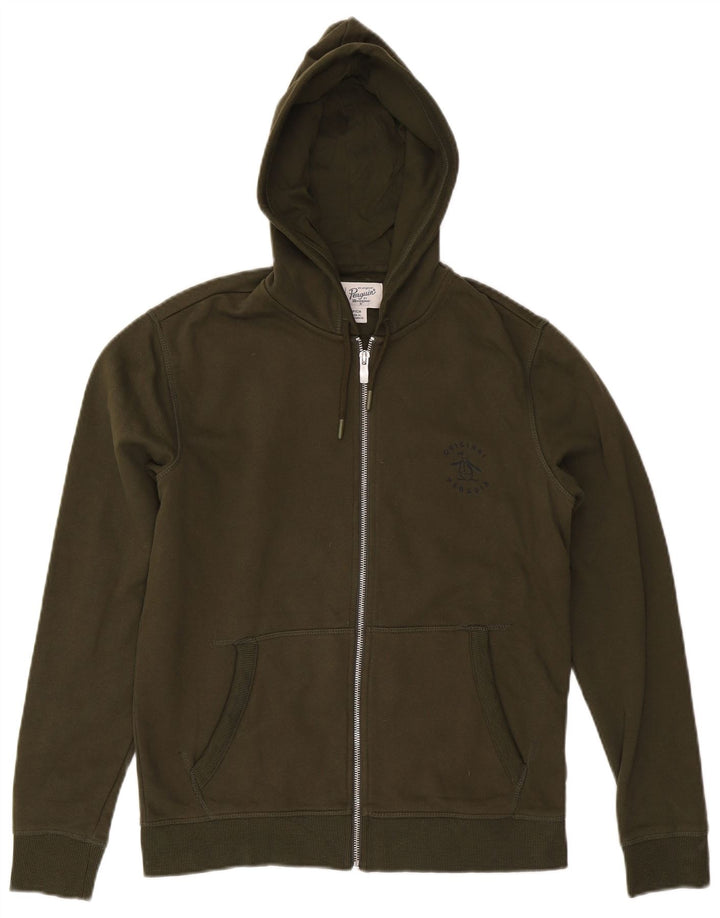 Ανδρικό πουλόβερ με κουκούλα με φερμουάρ PENGUIN Μικρό χακί βαμβακερό