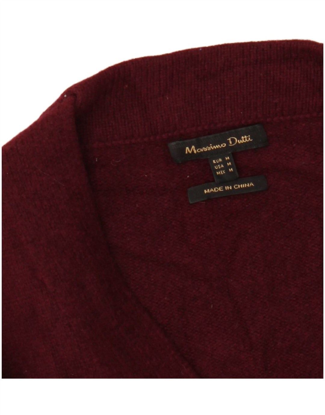 MASSIMO DUTTI Γυναικείο πουλόβερ ζακέτα Longline UK 12 Medium Burgundy