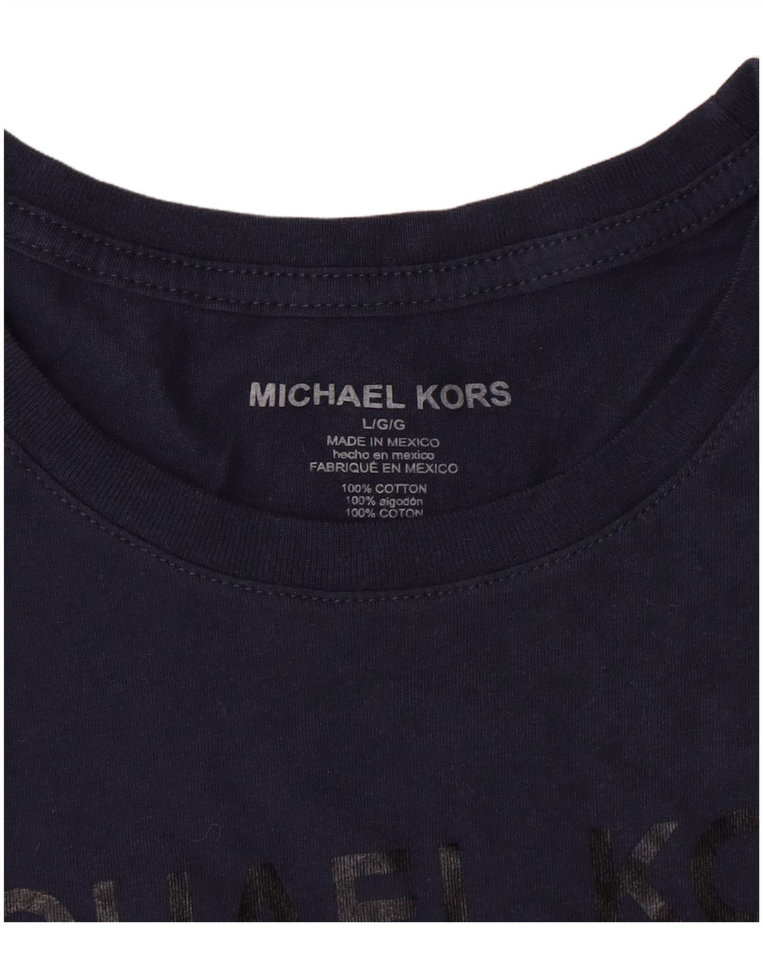 Michael Kors Ανδρικό γραφικό T-Shirt Top Large Navy Blue από βαμβάκι