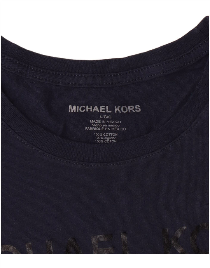 Michael Kors Ανδρικό γραφικό T-Shirt Top Large Navy Blue από βαμβάκι