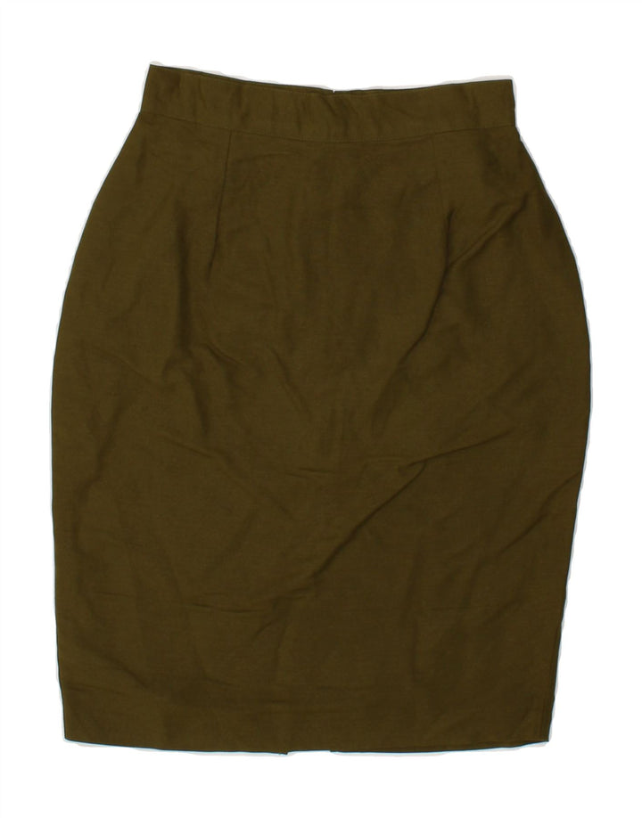 BENETTON Womens Pencil Skirt IT 42 Medium W28 Khaki Linen Vintage Benetton and Second-Hand Benetton from Messina Hembry 