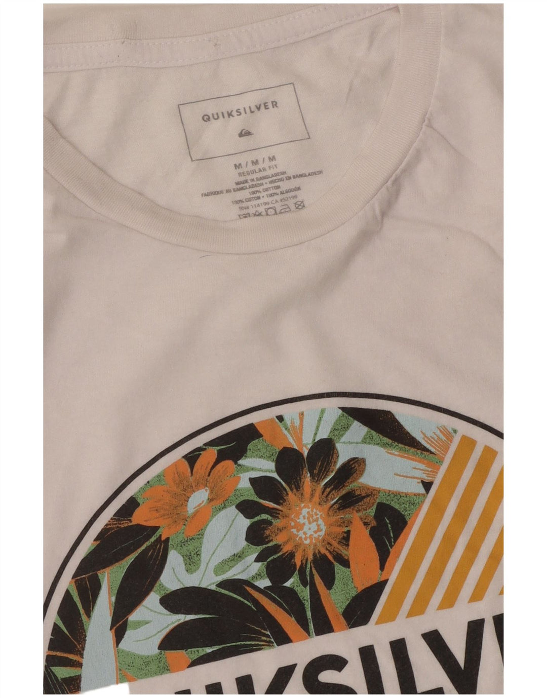 Γυναικείο γραφικό μπλουζάκι Quiksilver κανονική εφαρμογή Τοπ UK 14 μεσαίο λευκό βαμβακερό