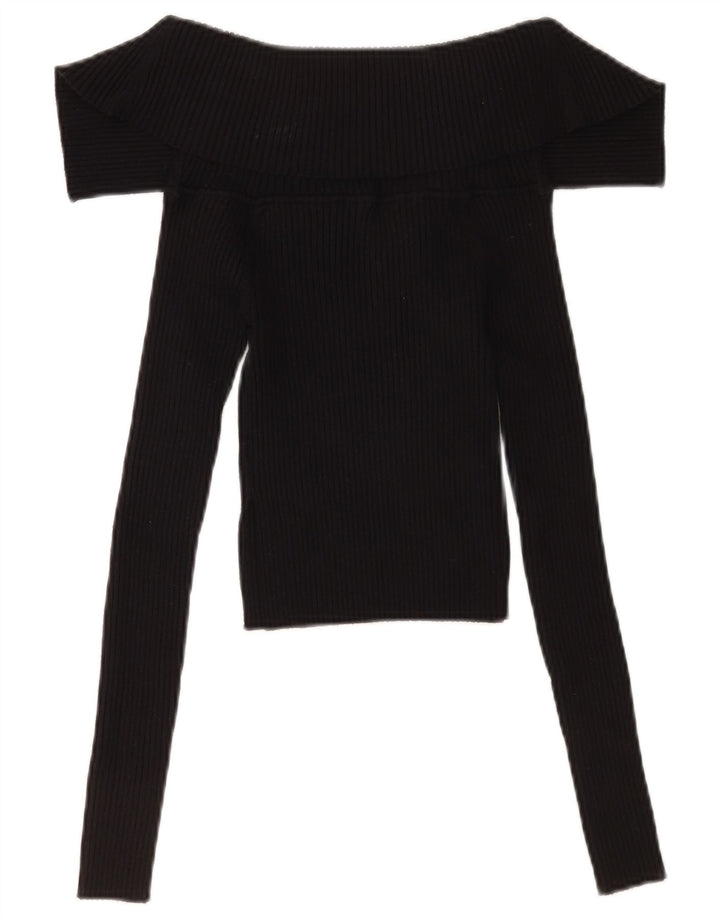 Zara Γυναικείο Crop Top Μακρυμάνικο UK 8 Small Black