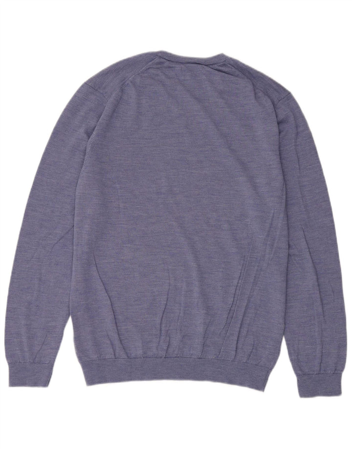 Ανδρικό πουλόβερ Marks & Spencer Crew Neck Jumper XL Blue Merino Wool