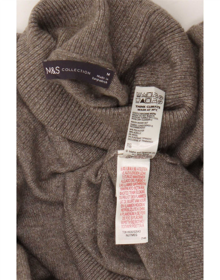 Marks & Spencer Ανδρικό πουλόβερ με ρολό λαιμόκοψη, μεσαίο καφέ πολυεστέρας