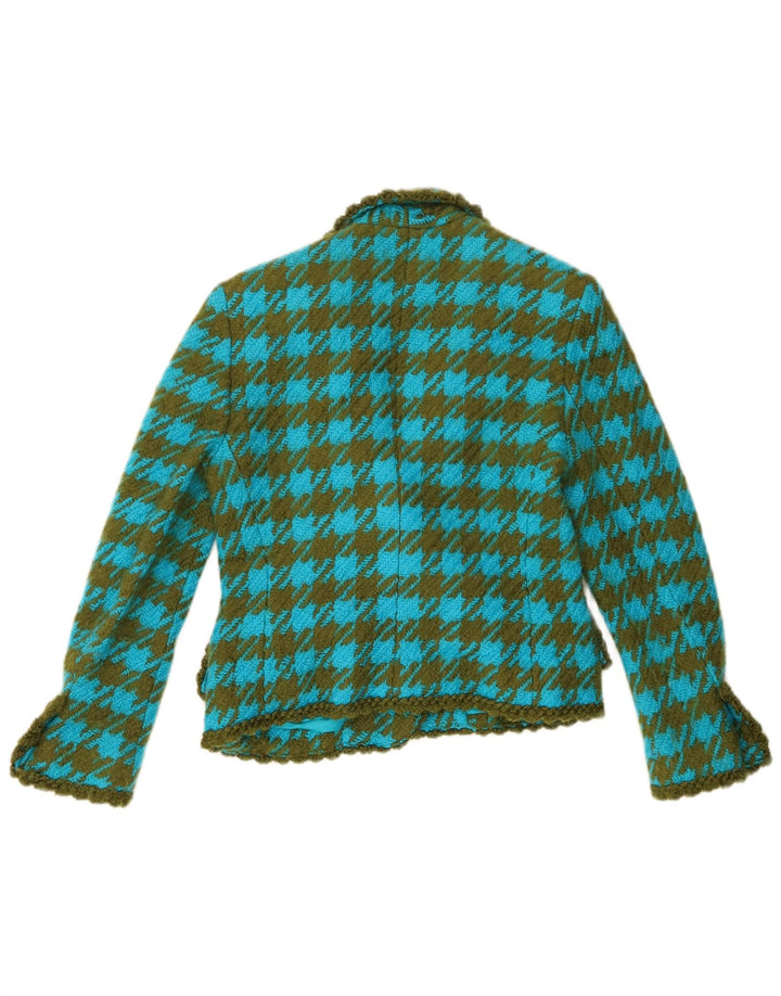 Carlisle Γυναικείο σακάκι σακάκι με 1 κουμπί UK 10 Small Blue Houndstooth μαλλί