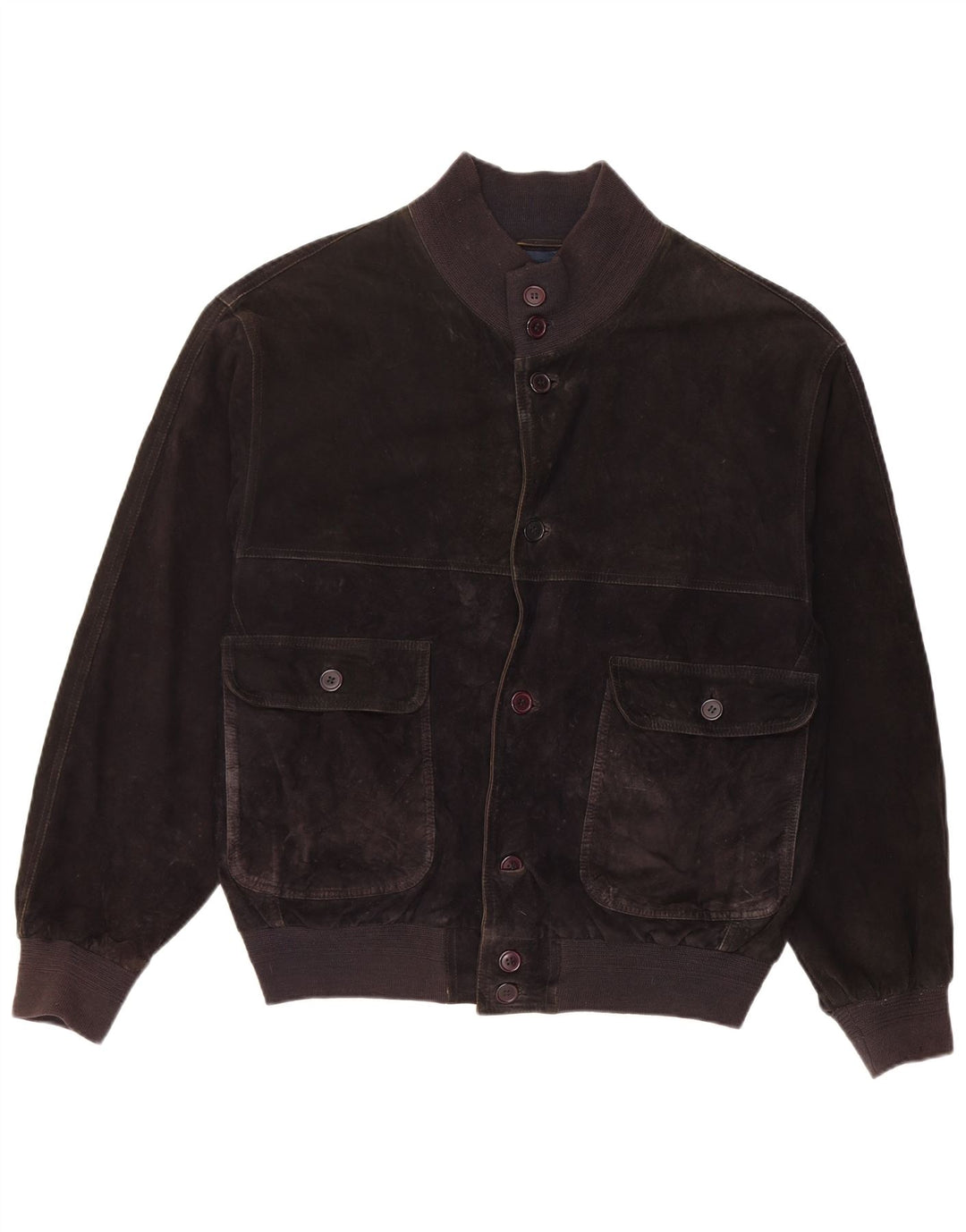 Vintage Ανδρικό Suede Bomber Jacket IT 48 Medium Black Leather