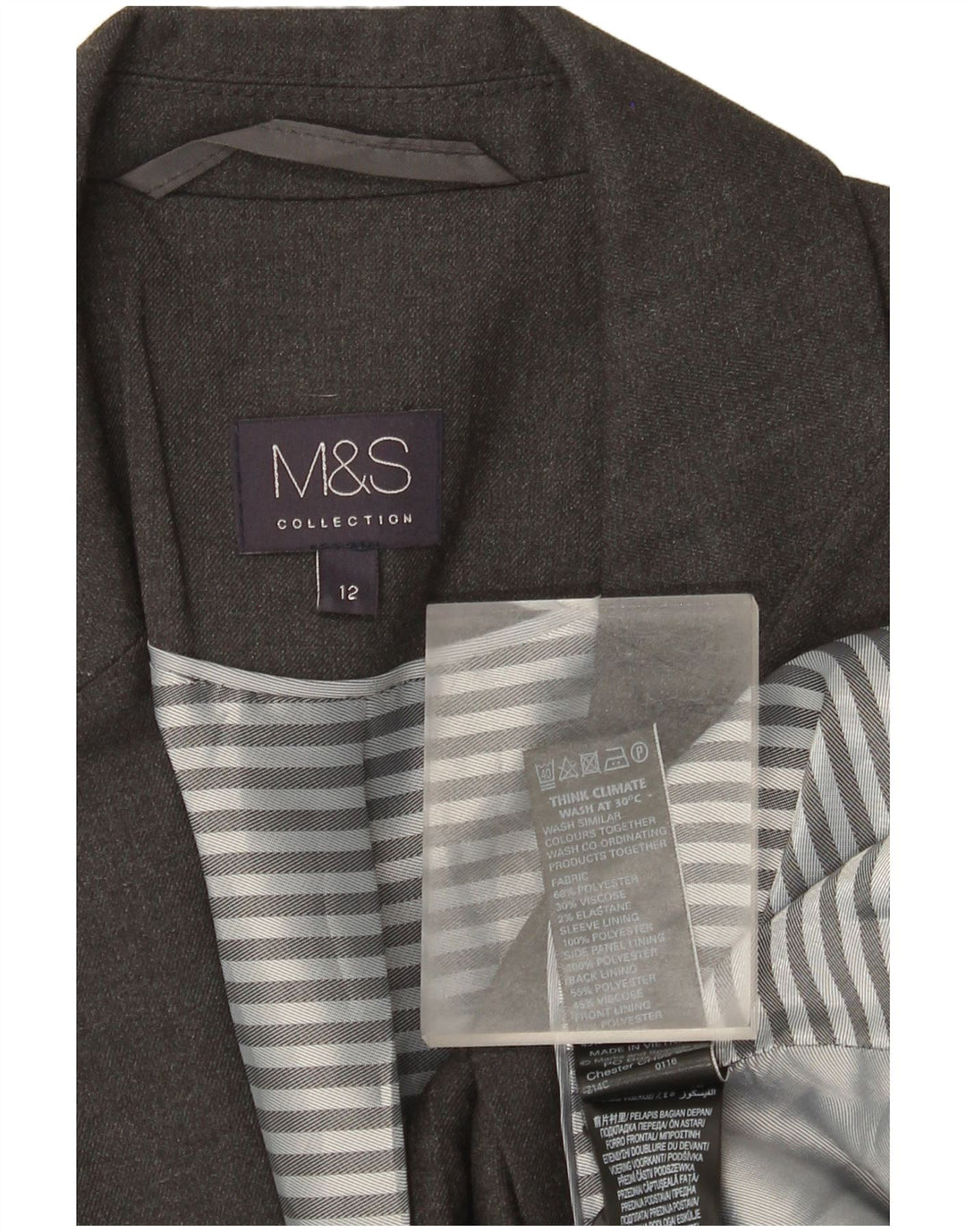 Marks & Spencer Γυναικείο σακάκι με 1 κουμπί UK 12 μεσαίο γκρι πολυεστέρας