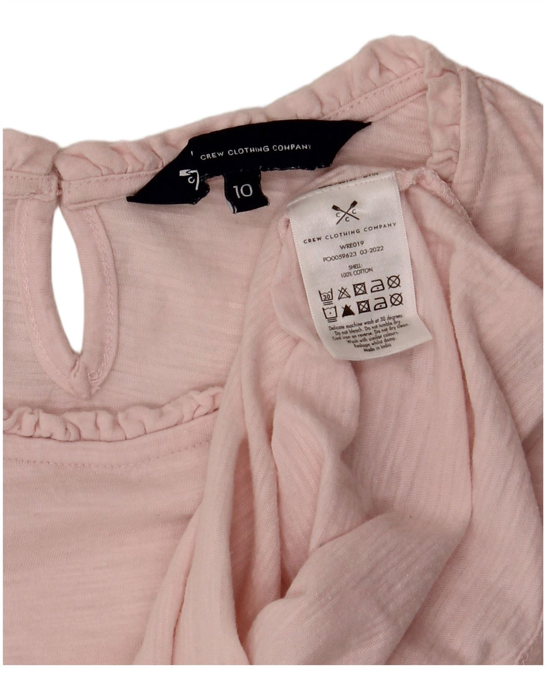 CREW CLOTHING Γυναικεία μπλούζα Top UK 10 Small Pink Cotton