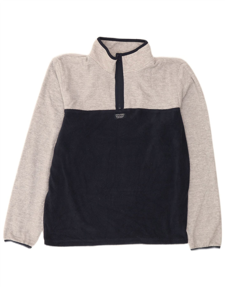 Jack & Jones Ανδρικό φερμουάρ με λαιμόκοψη Fleece Jumper Μεσαίου Γκρι χρώματος πολυεστέρας