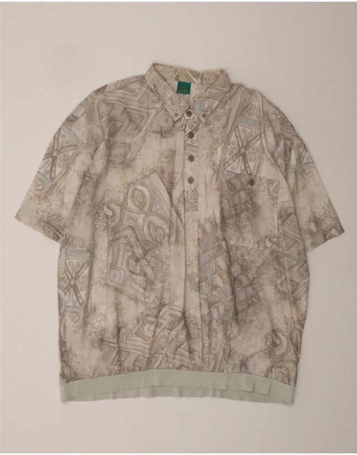 CANDA Mens Short Sleeve Pullover Shirt 2XL Grey Geometric Vintage Canda and Second-Hand Canda from Messina Hembry 