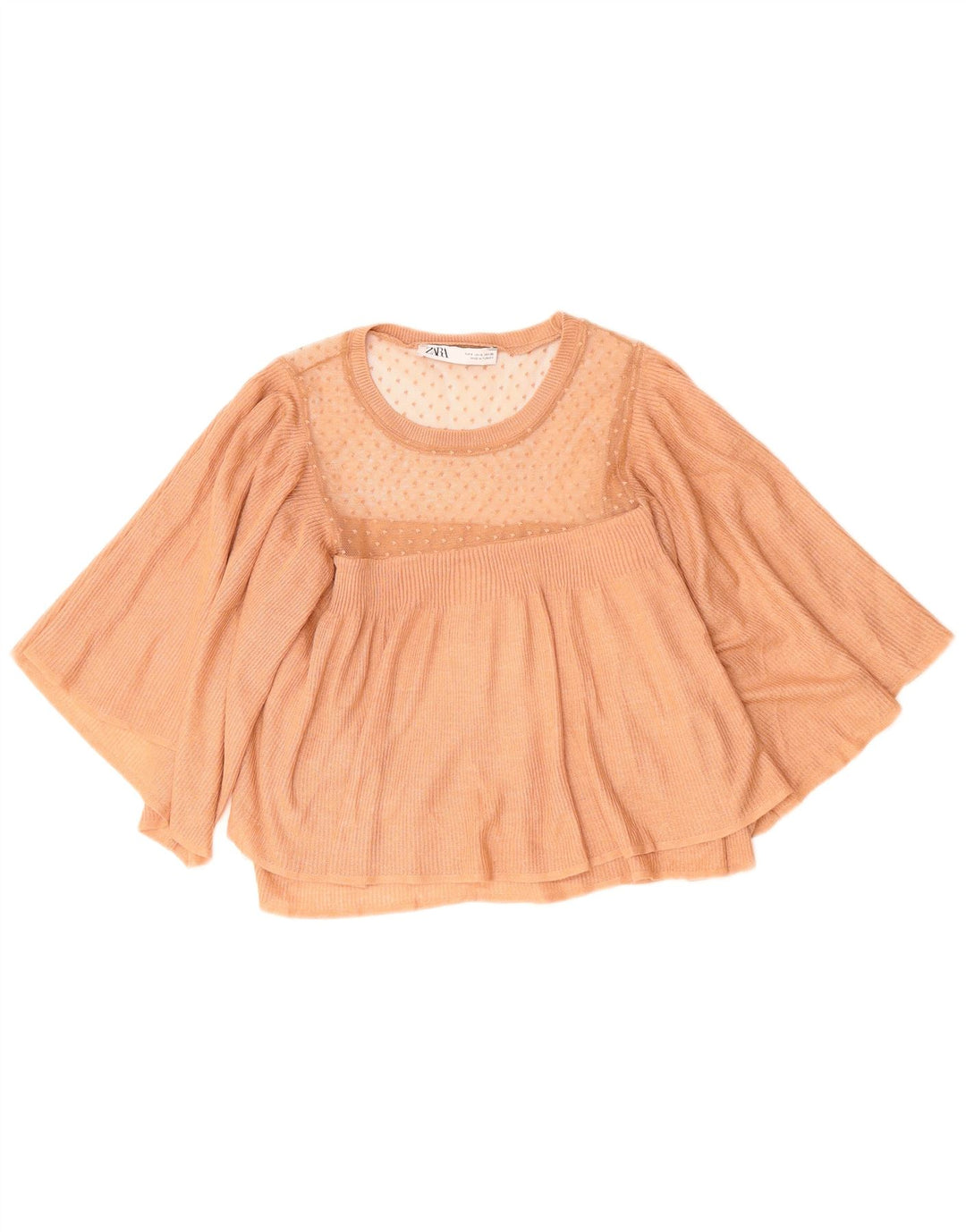 Γυναικεία πλεκτή μπλούζα ZARA Top UK 10 Small Brown