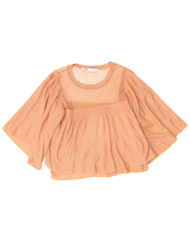 Γυναικεία πλεκτή μπλούζα ZARA Top UK 10 Small Brown