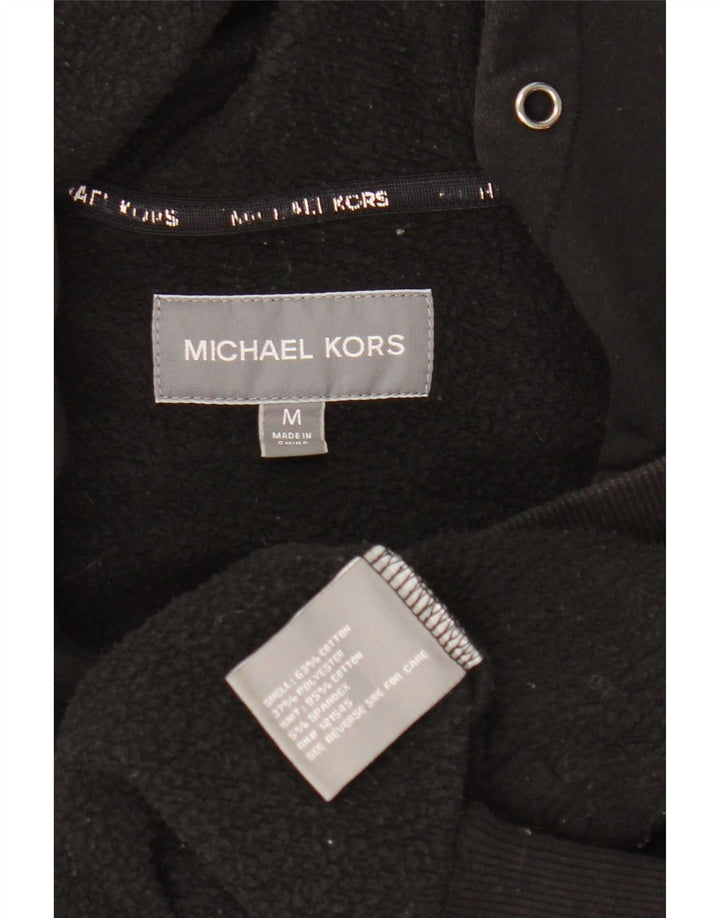 Michael Kors Ανδρικό πουλόβερ με κουκούλα με φερμουάρ, μεσαίο μαύρο βαμβακερό