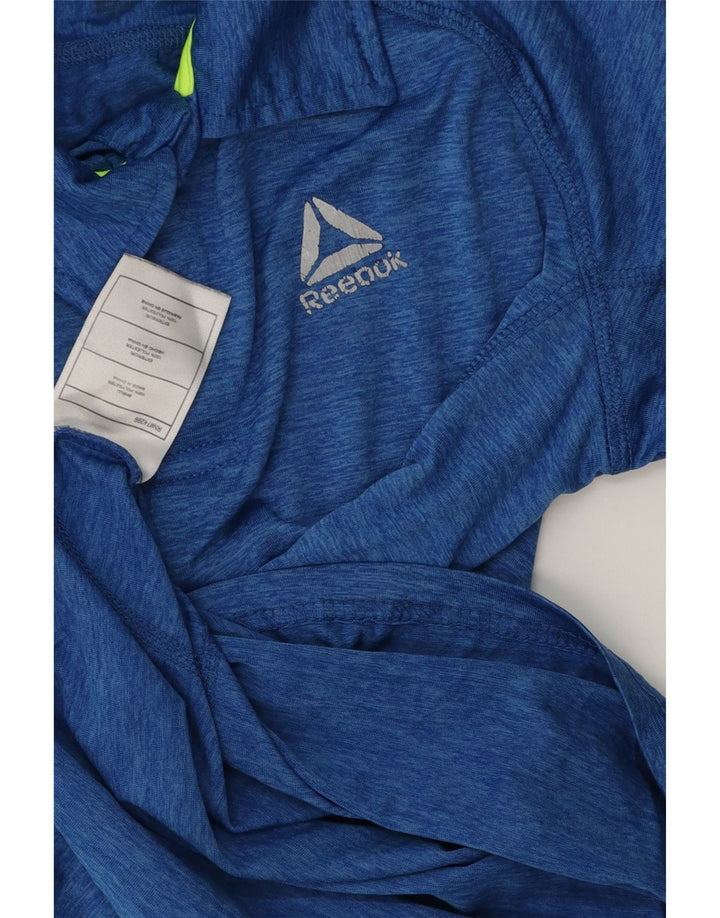 REEBOK Boys Polo πουκάμισο 11-12 ετών Blue Flecked Polyester
