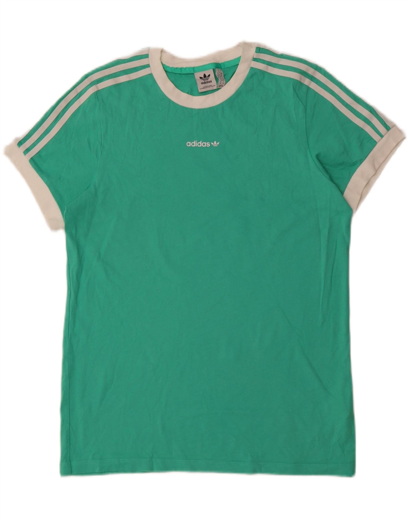 ADIDAS Womens T-Shirt Top UK 10 Small Green Cotton Vintage Adidas and Second-Hand Adidas from Messina Hembry 