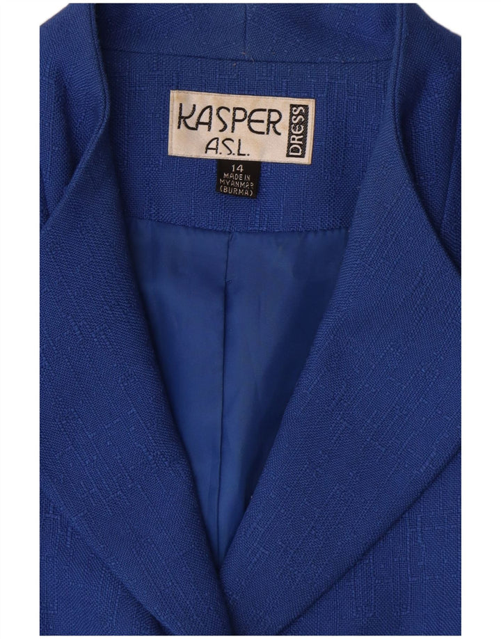 Kasper Γυναικείο κοντομάνικο σακάκι blazer 4 κουμπιών UK 14 μεγάλο μπλε