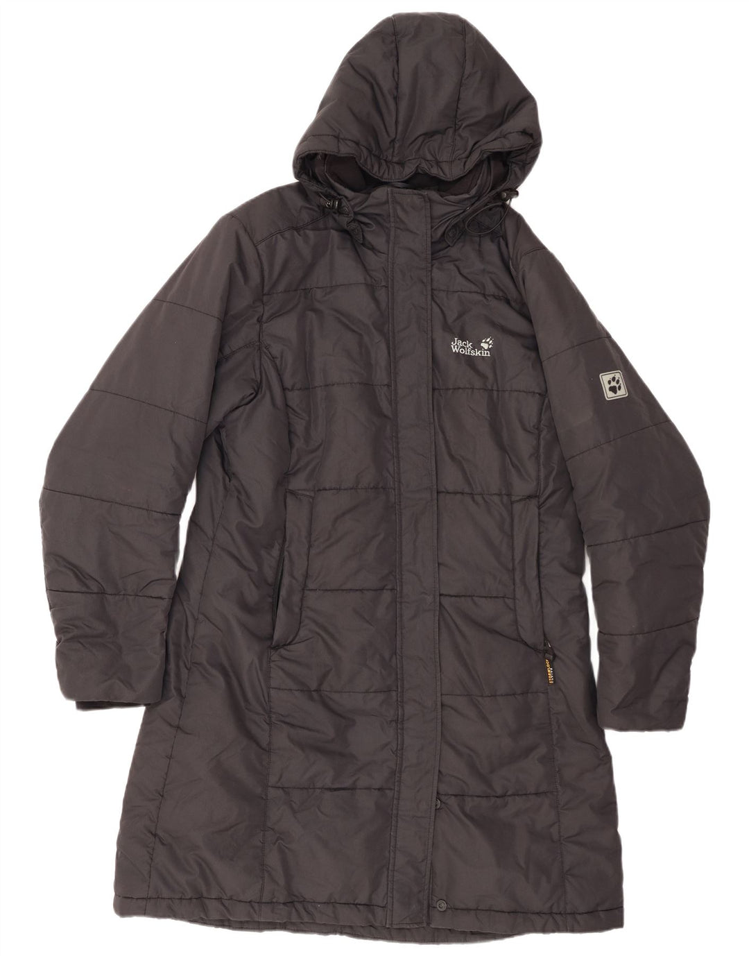 JACK WOLFSKIN Γυναικείο παλτό με κουκούλα UK 16 μεγάλο μαύρο πολυεστέρα