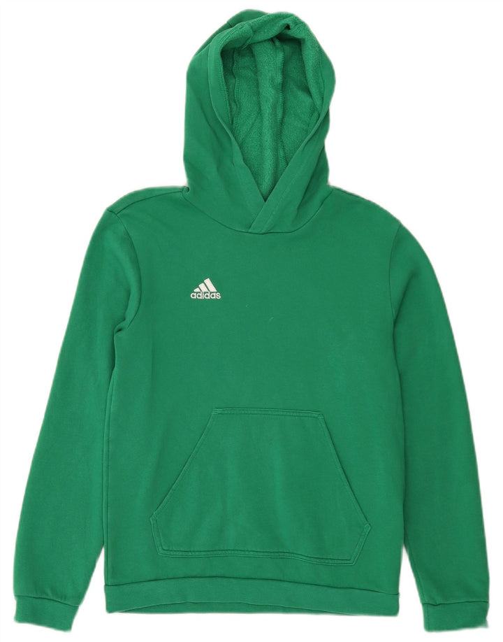 ADIDAS Boys Hoodie Jumper 11-12 ετών Πράσινο βαμβακερό