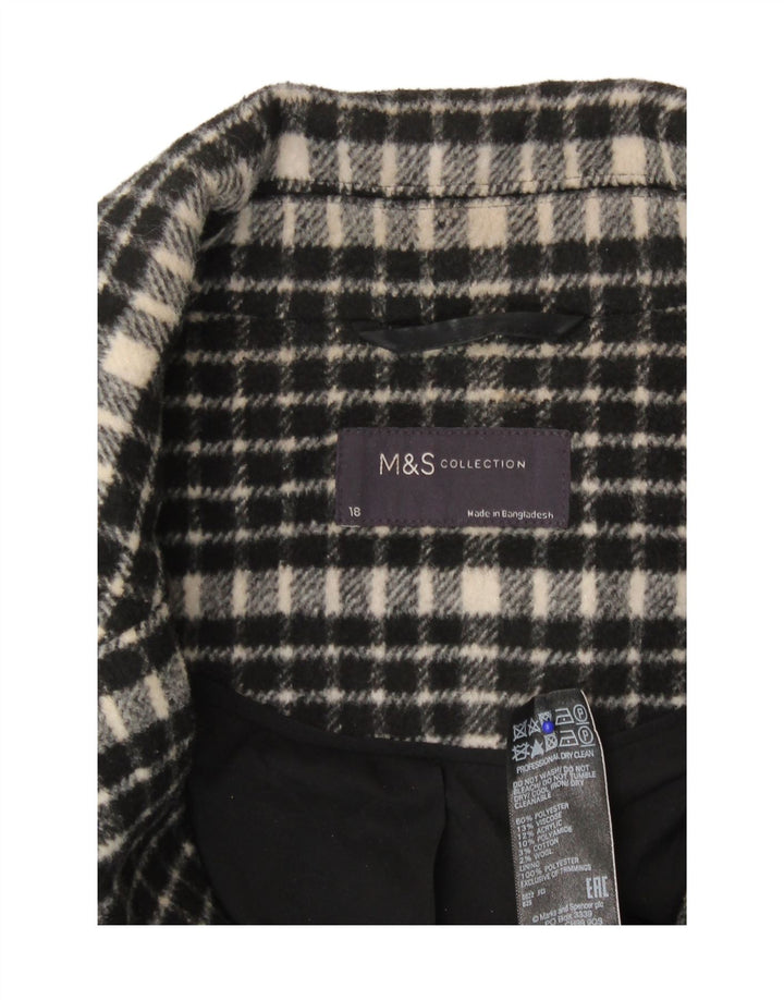 Γυναικείο πανωφόρι Marks & Spencer Loose Fit UK 18 XL Black Check Polyester